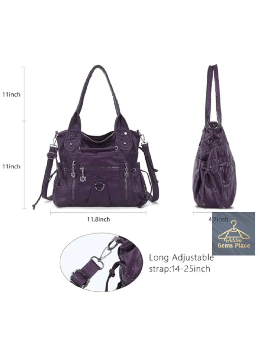 Faux Leather Hobo Bag with Tassel Details Crossbody Tote